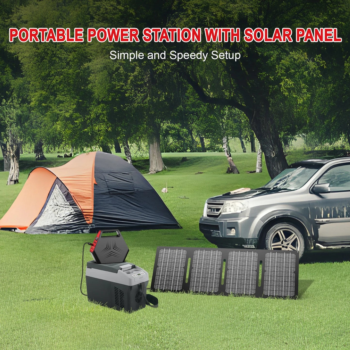 SinKeu 100W Portable Power Station Camping Charger Solar Generator with 40W Solar Panel Foldable for Home Outdoor Emergency RV