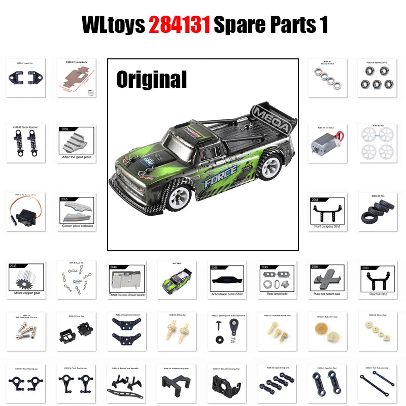 WLtoys 1/28 284131 RC Original Spare Parts Receiving Board Motor Gear Body Pillar Anti-Collision Components Wheel Tire Parts 1