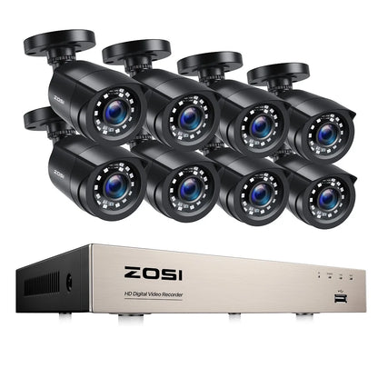 ZOSI 1080P 8CH TVI CCTV Video Surveillance Security Camera System Wired DVR Kit for Outdoor Indoor Home Waterproof Night Vision - GOMARRD