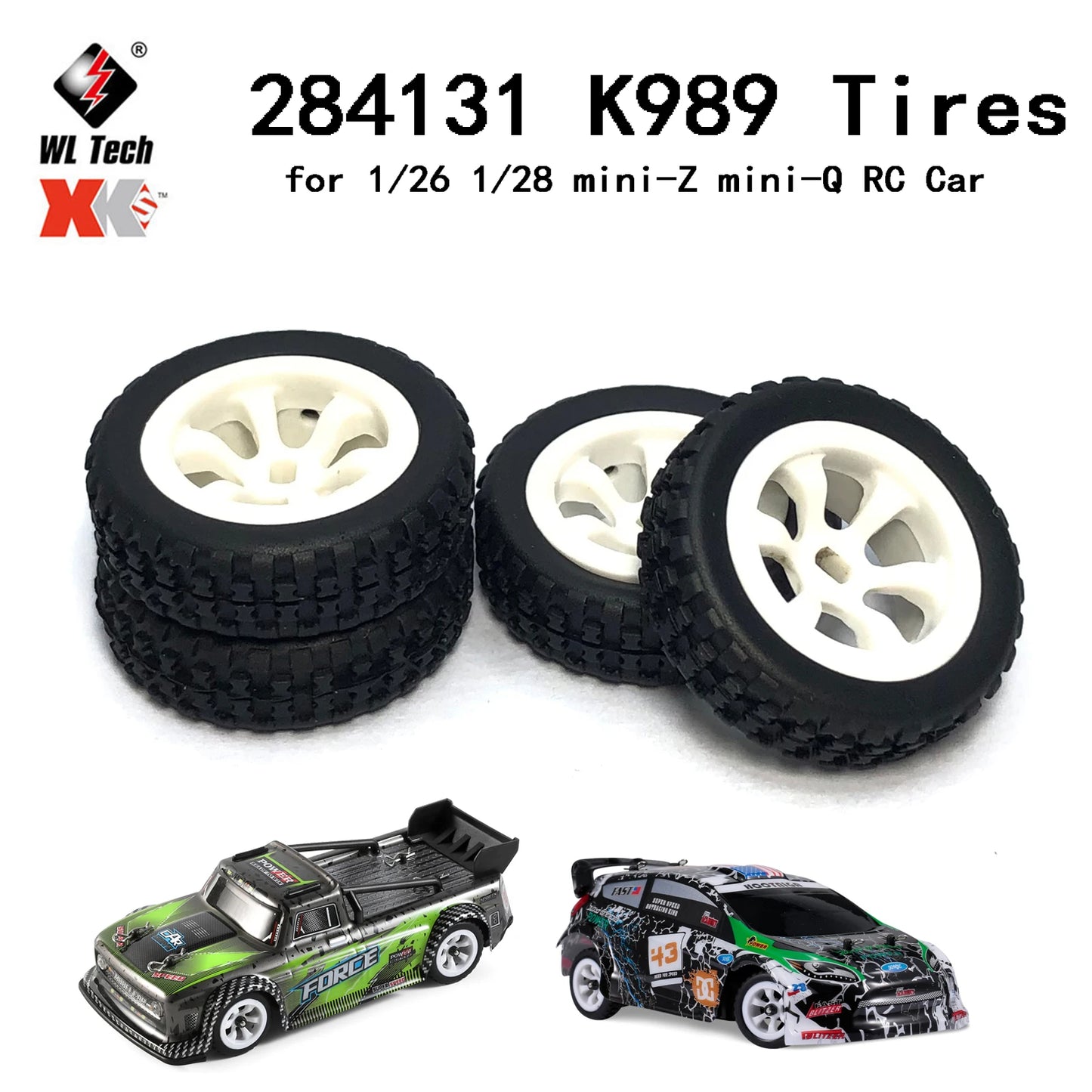 100% Wltoys XK K989-49 K989-53 Wheel Rim Hub with Tire Tyre for 284131 K969 K979 K989 K999 P929 P939 1/28 RC Car Spare Parts