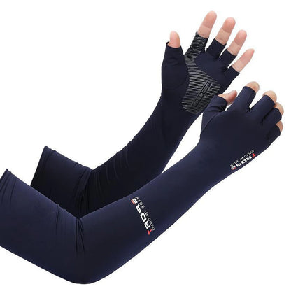 Unisex Breathable Arm Sleeves with Fingerless Gloves UV Protection Cooling Arm Cover for Outdoor Sports and Activities