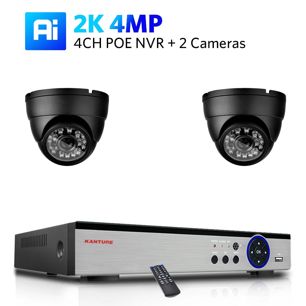 KANTURE 8CH 4K CCTV Camera System 8MP Ai Human Detection Indoor Outdoor Dome POE Ip Camera Night Vision Video Surveillance Kit