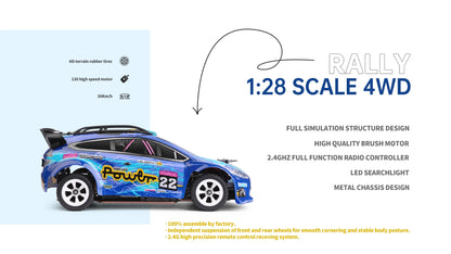 WLtoys 2.4G RC Drift Car 1/28 4WD 30KM/H Remote Control Car High Speed Four Wheel Drive Radio Controlled Mini Racing Car Model