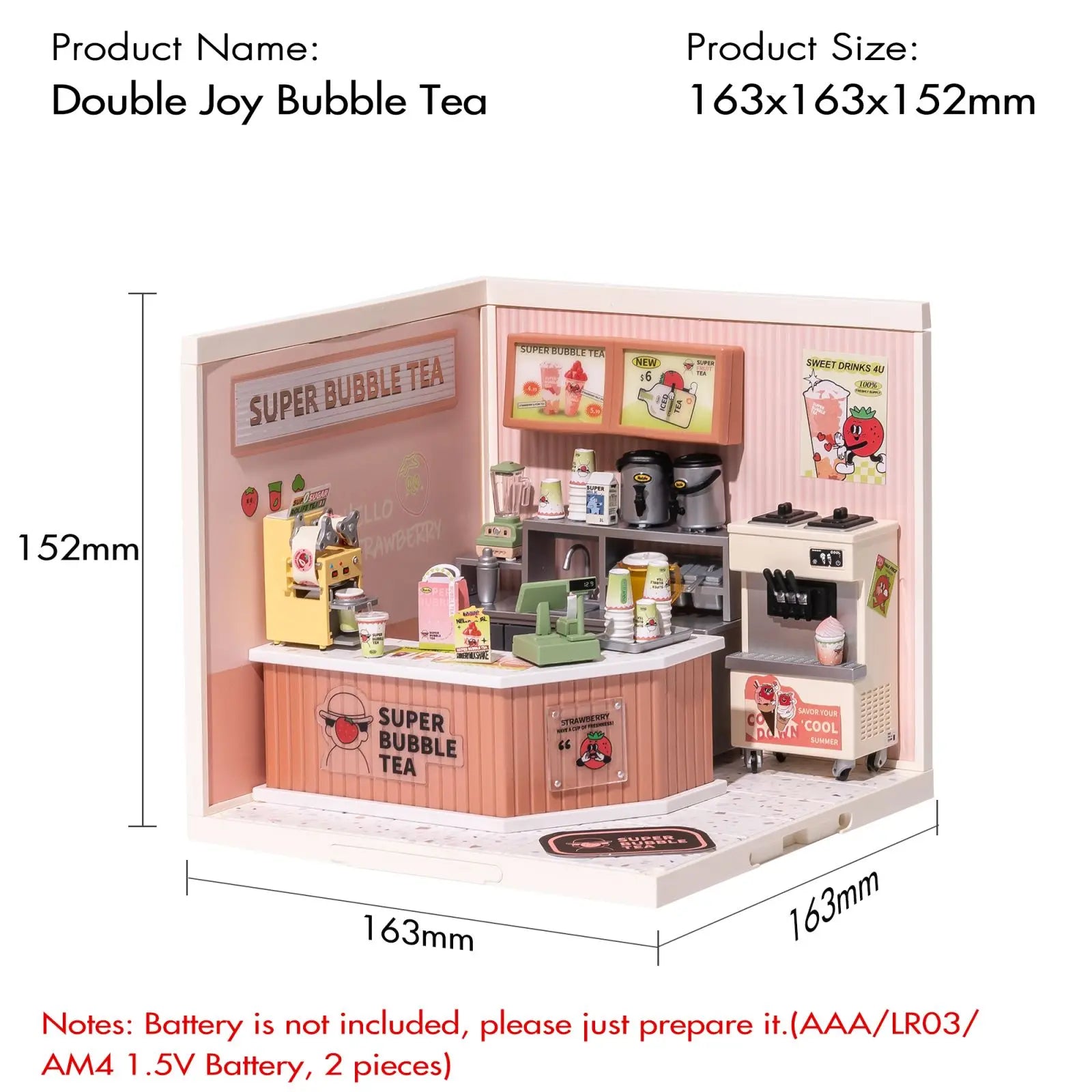 Robotime Rolife's Miniature Bubble Tea House Creative 3D Puzzle Kit Double the Fun and Joy for Kids Adult Building Blocks - GOMARRD