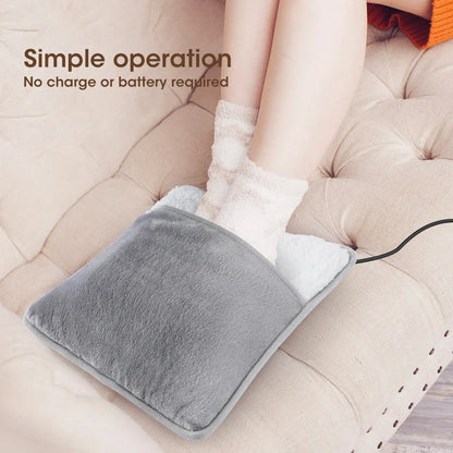 Winter Electric Foot Heating Pad USB Charging Soft Plush Washable Foot Warmer Heater Improve Sleeping Household Foot Warming Mat - GOMARRD