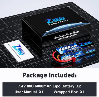 1/2units Zeee Lipo Battery 6000mAh 2S 80C 7.4V with Deans Plug Hardcase Lipo Battery for RC Car Vehicle Truck Tank Slash Truggy