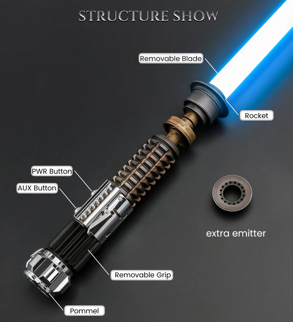 TXQSABER Obiwan Lightsaber Neo Pixel SNV4 Proffie Smooth Swing Metal Hilt Led Strip Blade Laser Saber Cosplay Toys Kenobi EP4 - GOMARRD