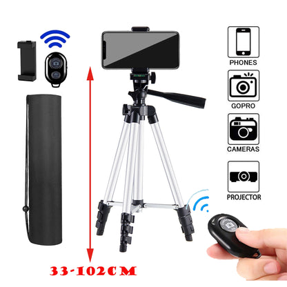 Tripod for Phone Lightweight Camera Tripod Stand with Bluetooth Selfie Remote Phone Holder Video Photography for iPhone Xiaomi