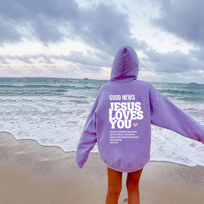 GOOD NEWS JESUS LOVES YOU Hoodie Christian Sweatshirt Jesus Hoodie Trendy Hoodie Bible Verse Shirt Unisex Aesthetic Clothes - GOMARRD