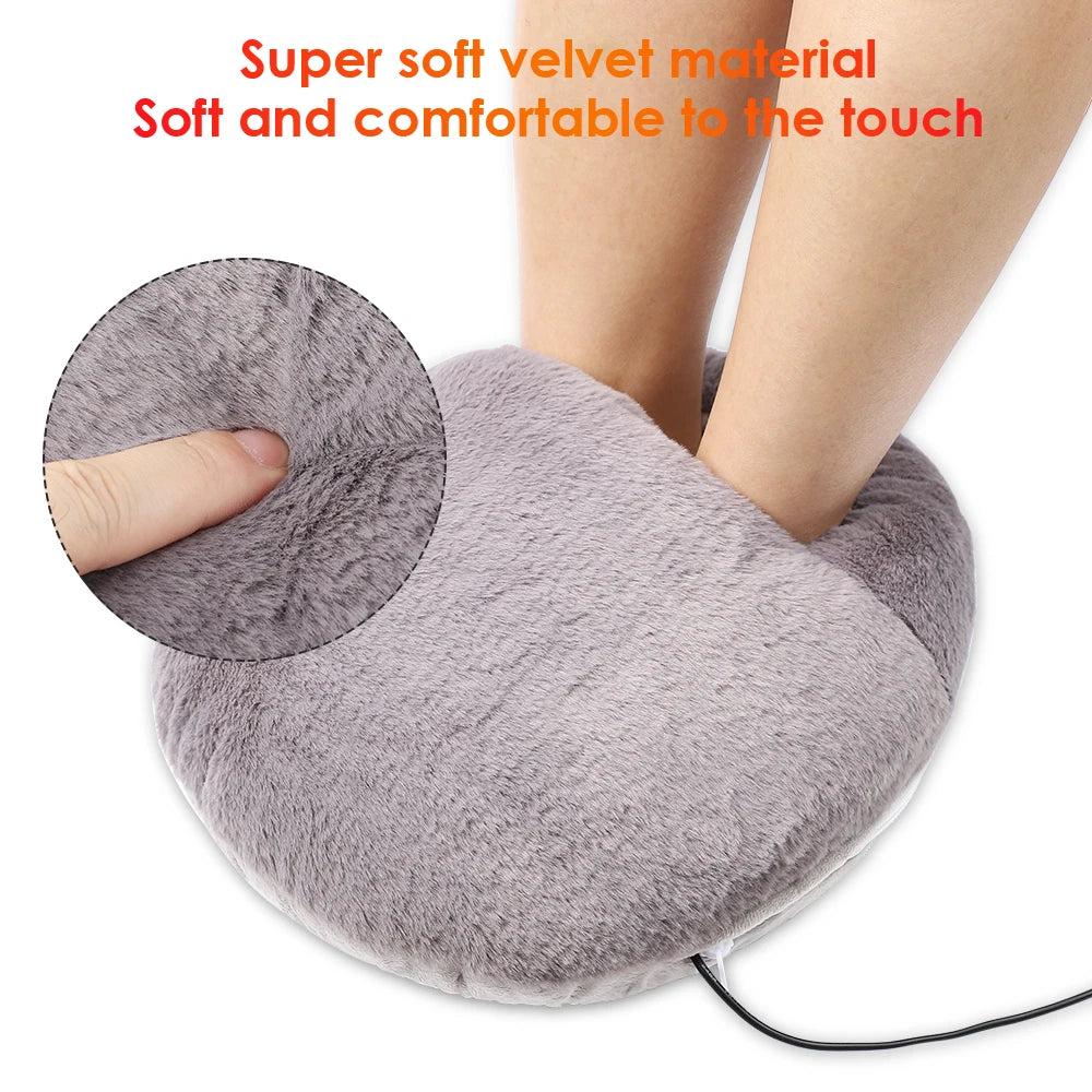 USB Winter Electric Foot Heating Pad Under Desk Household Foot Warmer Heater Soft Plush Foot Warming Thermostat Mat Warm Pad - GOMARRD