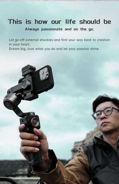 Hohem-iSteady M6 Kit Gimbal for Smartphone, 3-Axis Gimbal, AI Tracker, Fill Light, for iPhone 16 Pro Max and Android Stabilizer