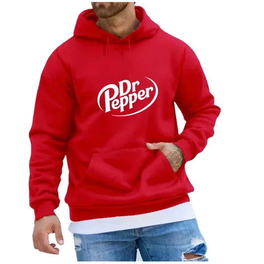 Autumn Warm Dr Pepper Letter Printed Hoodies Street Men Fashion Fleece Sweatshirts Casual Unisex Pullover Tops - GOMARRD