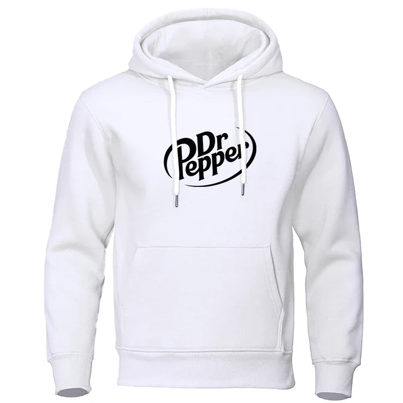 Autumn Warm Dr Pepper Letter Printed Hoodies Street Men Fashion Fleece Sweatshirts Casual Unisex Pullover Tops - GOMARRD