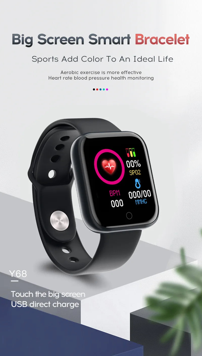 2024 New Smart Watch Men Smart Watch Heart Rate Monitor Blood Pressure Fitness bracelet Gift for IOS and Android Smartphones Y68