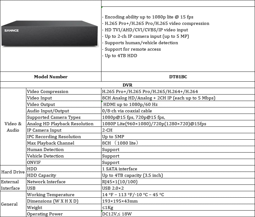 SANNCE 4/8/16 Channel Digital Video Recorder Full 1080N CCTV DVR H.264 1080P Output 4ch CCTV Surveillance DVR - GOMARRD