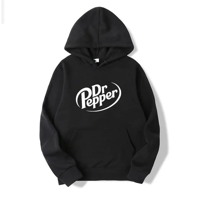 Autumn Warm Dr Pepper Letter Printed Hoodies Street Men Fashion Fleece Sweatshirts Casual Unisex Pullover Tops - GOMARRD