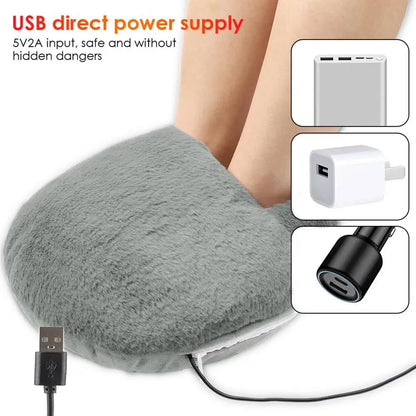 Winter USB Charging Electric Foot Heating Pad Universal Soft Plush Washable Foot Warmer Heater Household Foot Warming Mat - GOMARRD