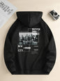 Men's new fashion hoodie, casual everyday drawstring hooded sweatshirt, city print, front kangaroo pocket, men's jacket - GOMARRD