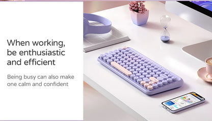 B.O.W K500D  Dual-mode Bluetooth Wireless Keyboard Floating Color Keycap Light Tone Ultra-thin Portable Office - GOMARRD