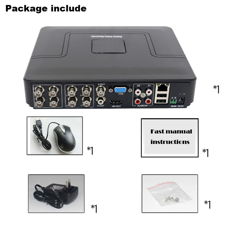 Xmeye 5 In 1 Hybrid CCTV DVR Video Recorder 4/8 Channels H.265 5M-N With Coaxial Audio Function For AHD TVI CVI Analog IP Camera - GOMARRD