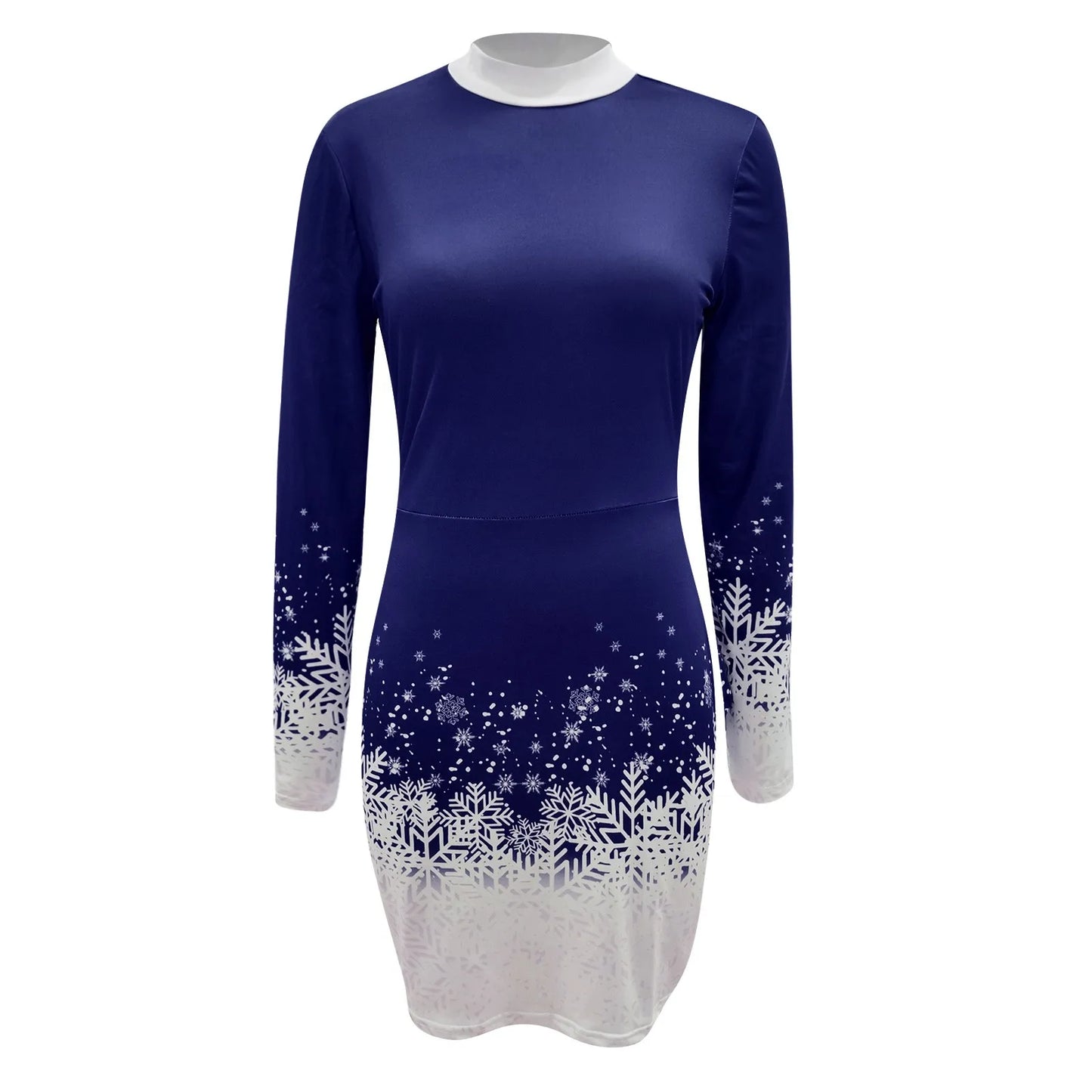 Women's Christmas Dress Hip Wrap Slim Fit Autumn Winter 2024 Dresses Round Neck Snowflake Printed Long-sleeved Party Clothes