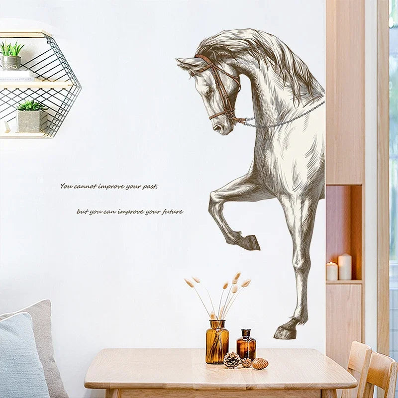 Creative sketch steed wall sticker living room wall decor home decor self-adhesive stickers room decoration entrance decoration - GOMARRD