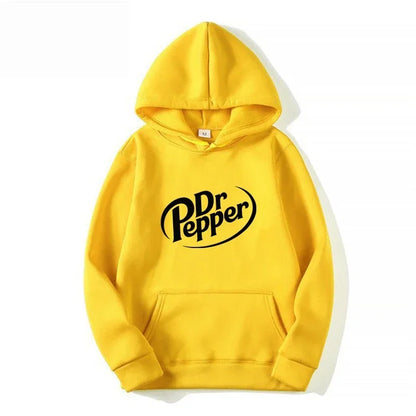 Autumn Warm Dr Pepper Letter Printed Hoodies Street Men Fashion Fleece Sweatshirts Casual Unisex Pullover Tops