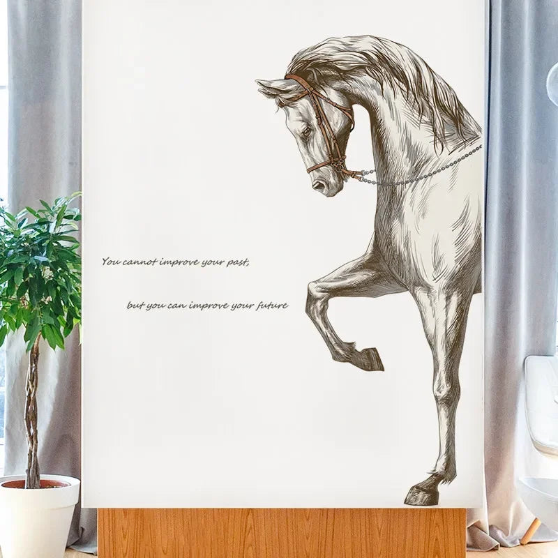 Creative sketch steed wall sticker living room wall decor home decor self-adhesive stickers room decoration entrance decoration - GOMARRD