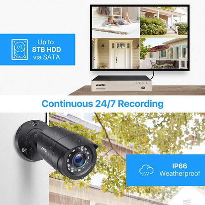 ZOSI 8CH Wired CCTV System 5MP Lite HD-TVI DVR 8 1080p 2MP Home Security Outdoor Night Vision Camera Video Surveillance Kit - GOMARRD