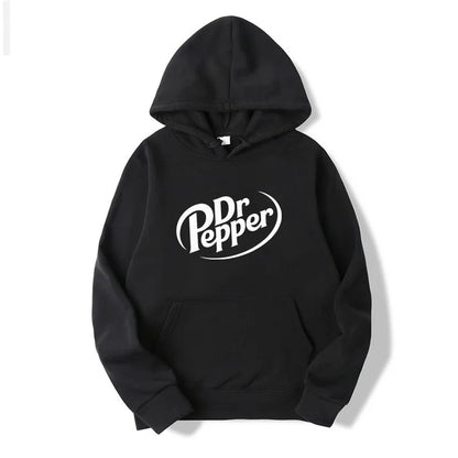 Autumn Warm Dr Pepper Letter Printed Hoodies Street Men Fashion Fleece Sweatshirts Casual Unisex Pullover Tops