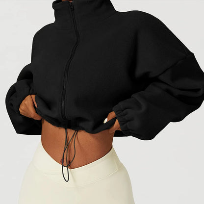 Korean Reviews Many Clothes Fleece Sweatshirt Full Zip Oversized Fleece Crop Jacket Winter Workout Coat New Hot Sale 숏패딩 - GOMARRD