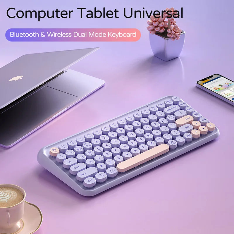 B.O.W K500D  Dual-mode Bluetooth Wireless Keyboard Floating Color Keycap Light Tone Ultra-thin Portable Office - GOMARRD