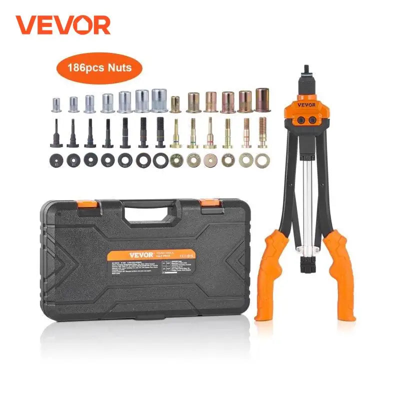 VEVOR 14" 16" Rivet Nut Tool Rivnut Tool Kit with Metric and SAE Mandrels 70PCS/186PCS Rivet Nuts With Rugged Carrying Case - GOMARRD