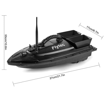 Flytec Fishing Bait Boat 500m Remote Control Bait Boat Dual Motor Fish Finder 1.5KG Loading with LED Light for Fishing