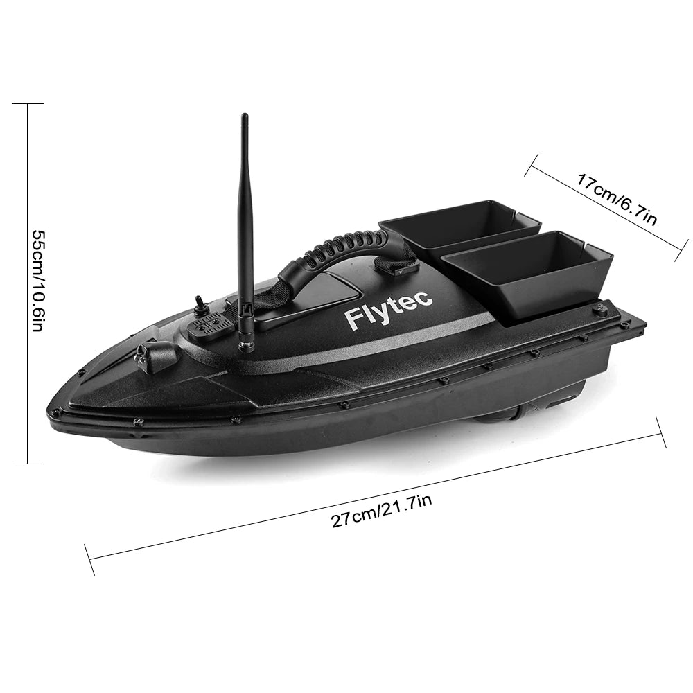 Flytec Fishing Bait Boat 500m Remote Control Bait Boat Dual Motor Fish Finder 1.5KG Loading with LED Light for Fishing