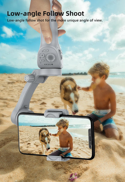 HQ6 3-Axis Gimbal Handheld Stabilizer for Cellphone, with Fill Light, Face Tracking, for Android iPhone Anti Shake Video Record