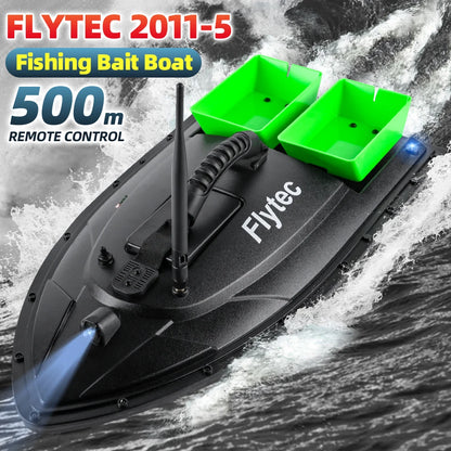 Flytec Fishing Bait Boat 500m Remote Control Bait Boat Dual Motor Fish Finder 1.5KG Loading with LED Light for Fishing