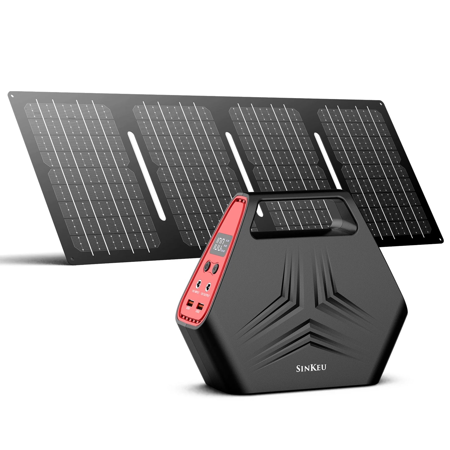 SinKeu 100W Portable Power Station Camping Charger Solar Generator with 40W Solar Panel Foldable for Home Outdoor Emergency RV