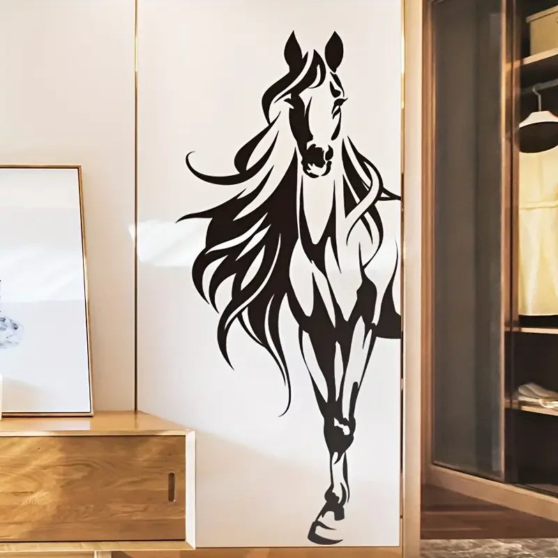 1pc Personality Aesthetic Black And White Horse Wall Sticker, For Bedroom/Living Room/Entrance/Home Wall Decoration