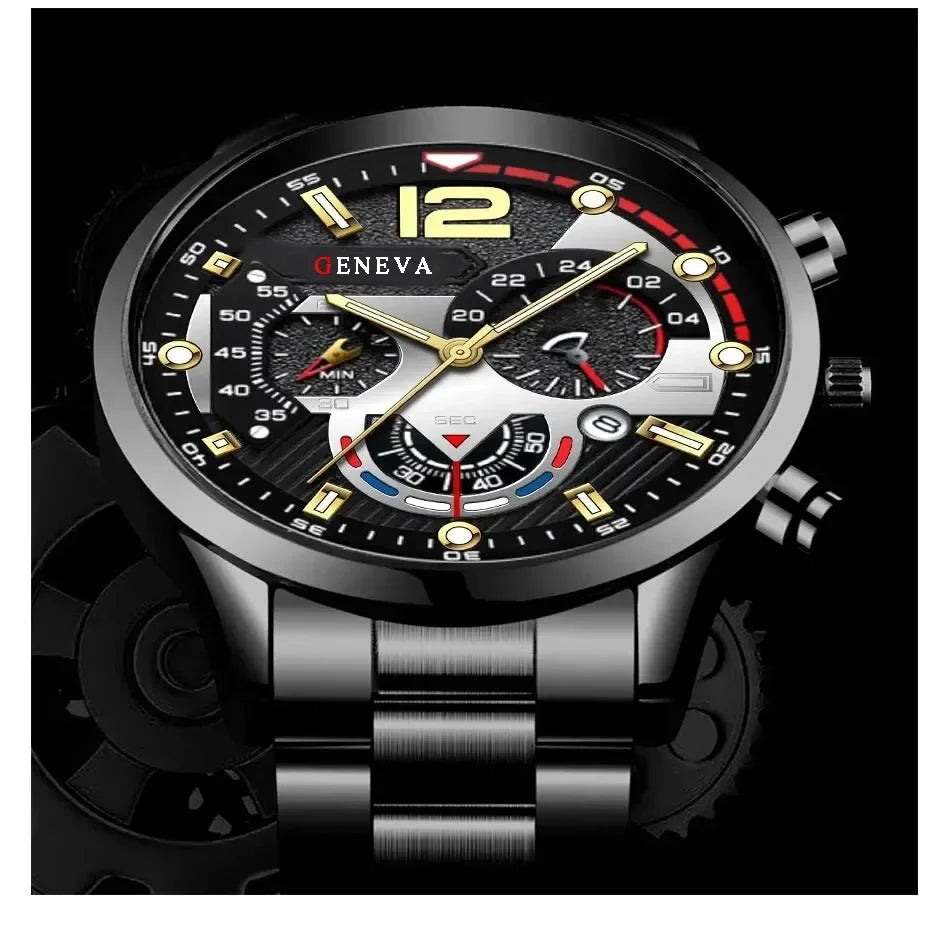 Fashion Mens Stainless Steel Watches Luxury Quartz Wristwatch Calendar Luminous Clock Men Business Casual Watch Reloj Hombre