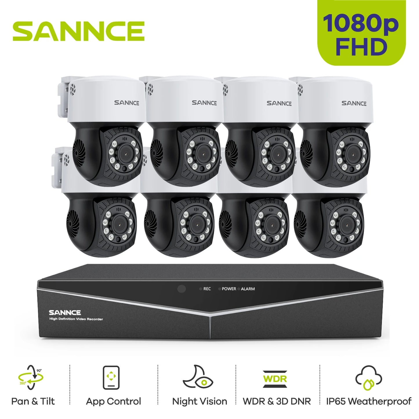 Sannce 2MP PTZ AHD Camera Security Video Surveillance CCTV System 3.6MM Lens 30M IR Night Vision 360 Analog Security Camera IP65