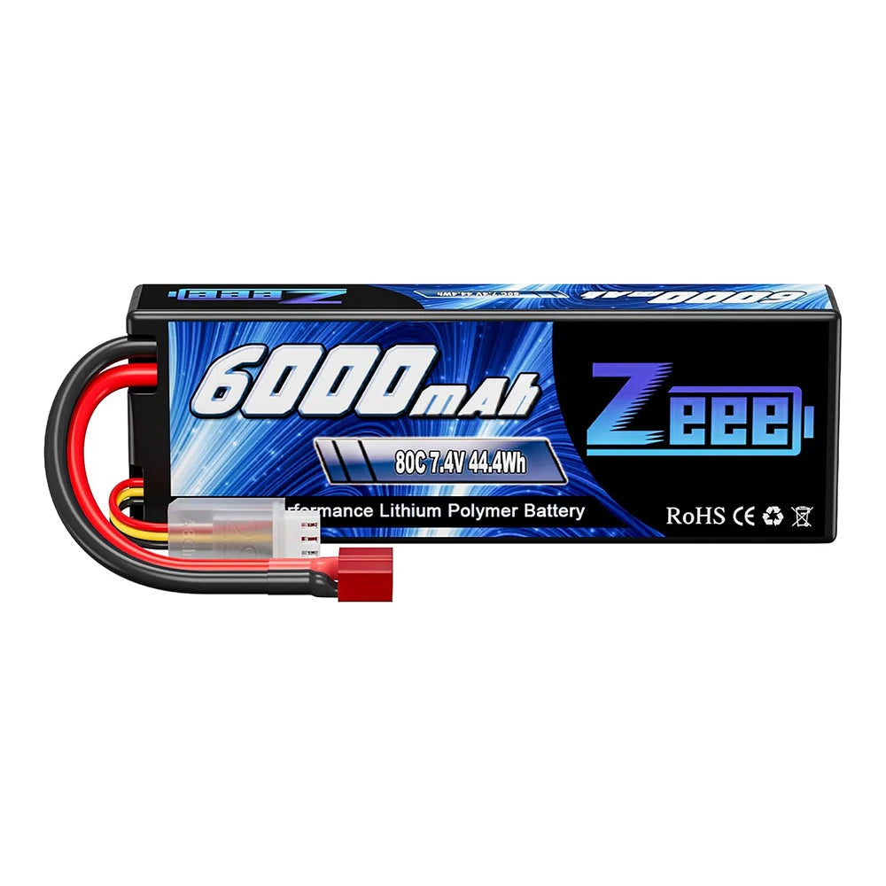 1/2units Zeee Lipo Battery 6000mAh 2S 80C 7.4V with Deans Plug Hardcase Lipo Battery for RC Car Vehicle Truck Tank Slash Truggy