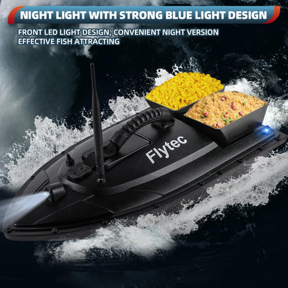 Flytec Fishing Bait Boat 500m Remote Control Bait Boat Dual Motor Fish Finder 1.5KG Loading with LED Light for Fishing