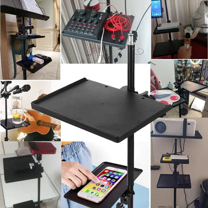 Microphone Stand Tray Mount Clamp on Rod Holders,Microphone Stand Desk 9.44" X 6.88" for Music Sheet,Live Streaming,Recording