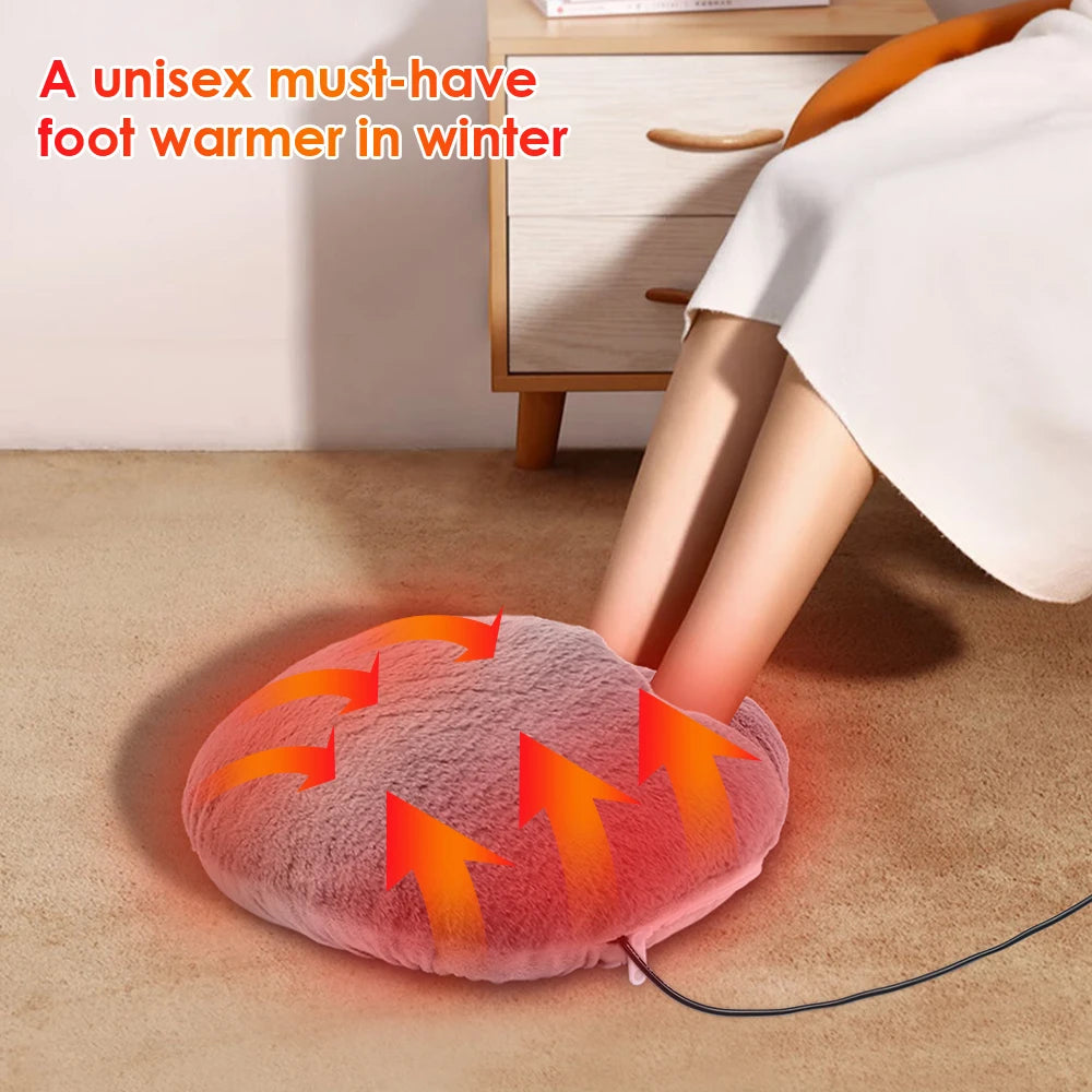 USB Winter Electric Foot Heating Pad Under Desk Household Foot Warmer Heater Soft Plush Foot Warming Thermostat Mat Warm Pad - GOMARRD