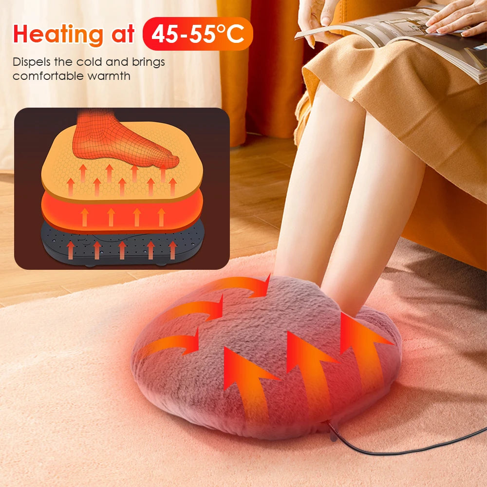 USB Winter Electric Foot Heating Pad Under Desk Household Foot Warmer Heater Soft Plush Foot Warming Thermostat Mat Warm Pad - GOMARRD