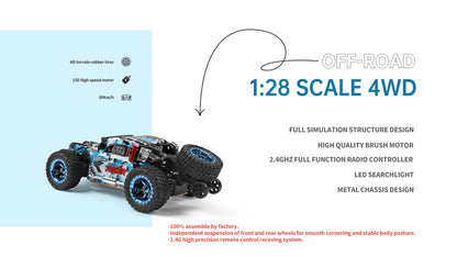 WLtoys 2.4G RC Drift Car 1/28 4WD 30KM/H Remote Control Car High Speed Four Wheel Drive Radio Controlled Mini Racing Car Model