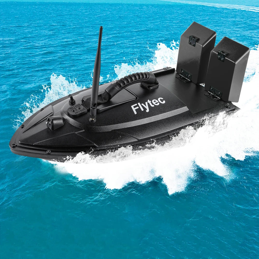 Flytec Fishing Bait Boat 500m Remote Control Bait Boat Dual Motor Fish Finder 1.5KG Loading with LED Light for Fishing