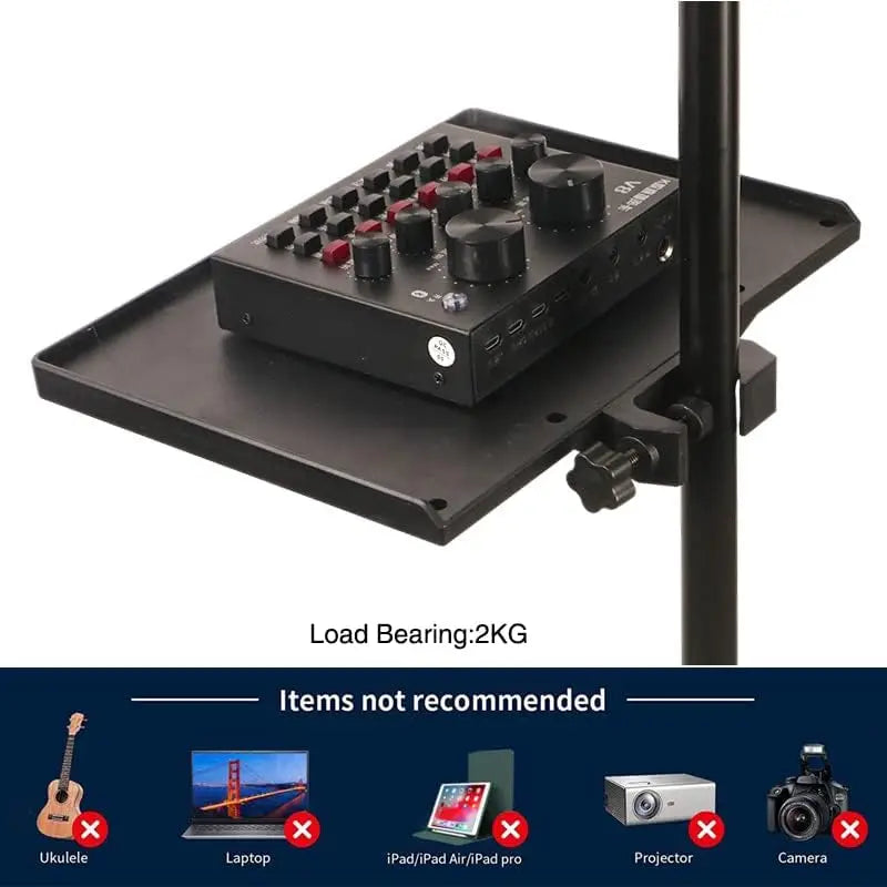 Microphone Stand Tray Mount Clamp on Rod Holders,Microphone Stand Desk 9.44" X 6.88" for Music Sheet,Live Streaming,Recording