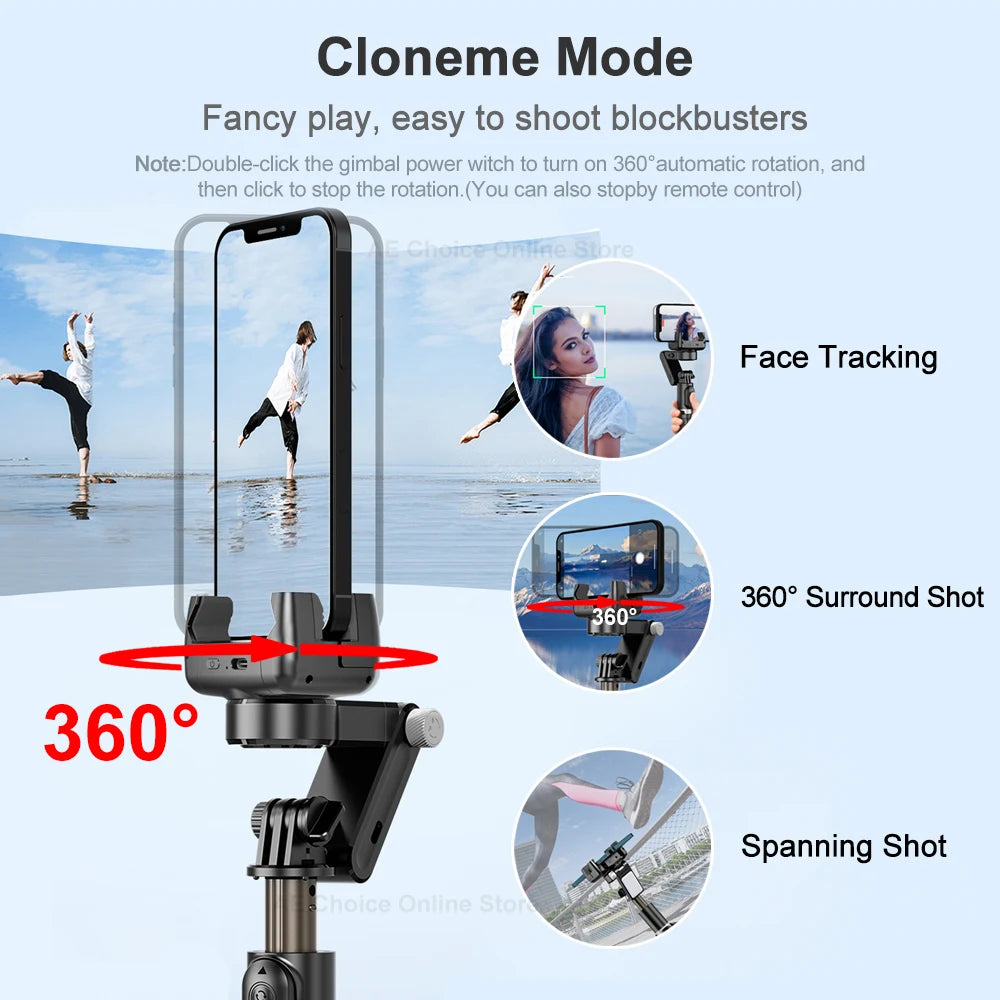 Q18 Gimbal Stabilizer Handheld Mobile Phone Selfie Stick Holder Fill Light Bluetooth for HUAWEI Xiaomi IPhone Follow Shoot Mode